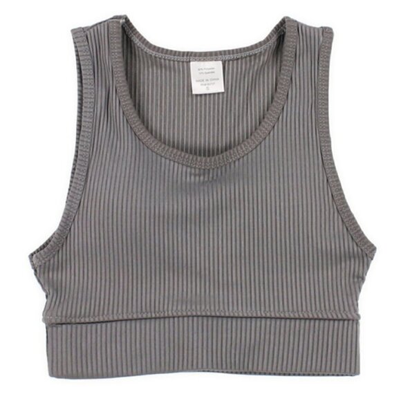 (2 pack) 5Style Sports Bra Juniors M NWT Ribbed Black Gray Athletic Athleisure - Picture 1 of 2